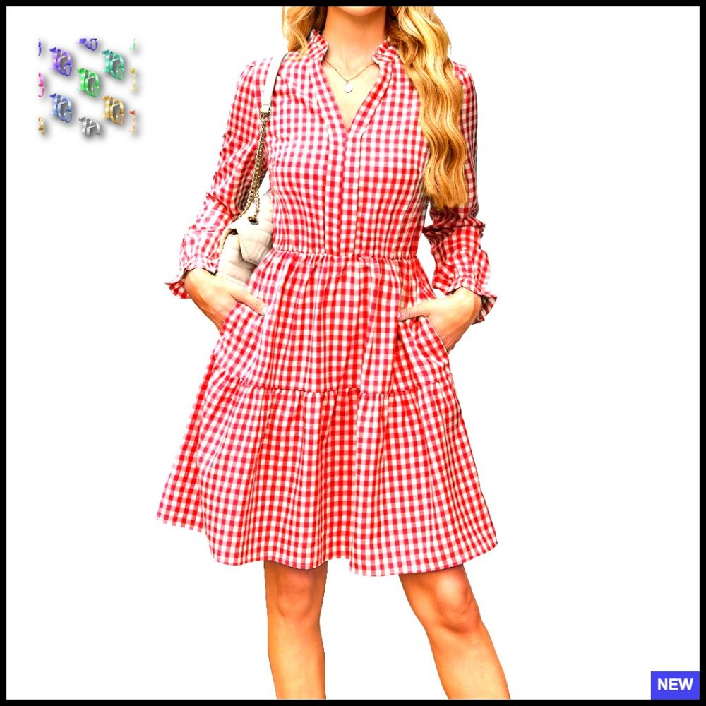 V-Neck Midi Dress Empire Waist Tiered Boho Casual Formal Spring Fashion